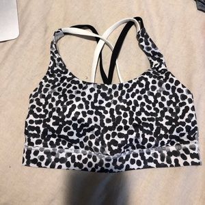 black & white Strappy Lululemon Sports Bra